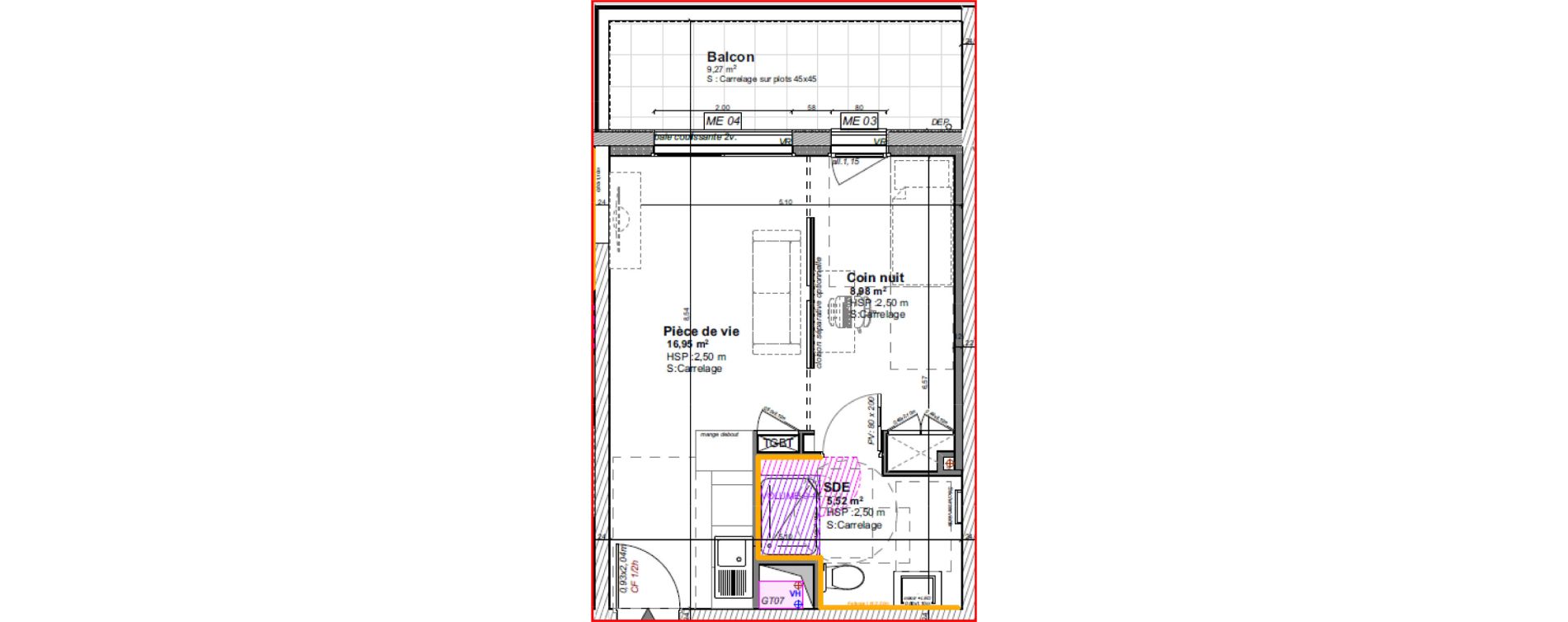 Appartement T1 bis de 31,45 m2 &agrave; Cholet Pasteur - demi-lune