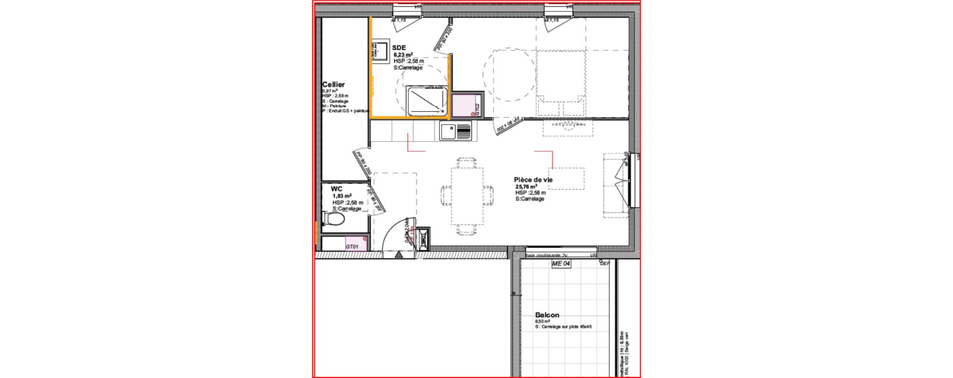 Appartement T2 de 47,13 m2 &agrave; Cholet Pasteur - demi-lune