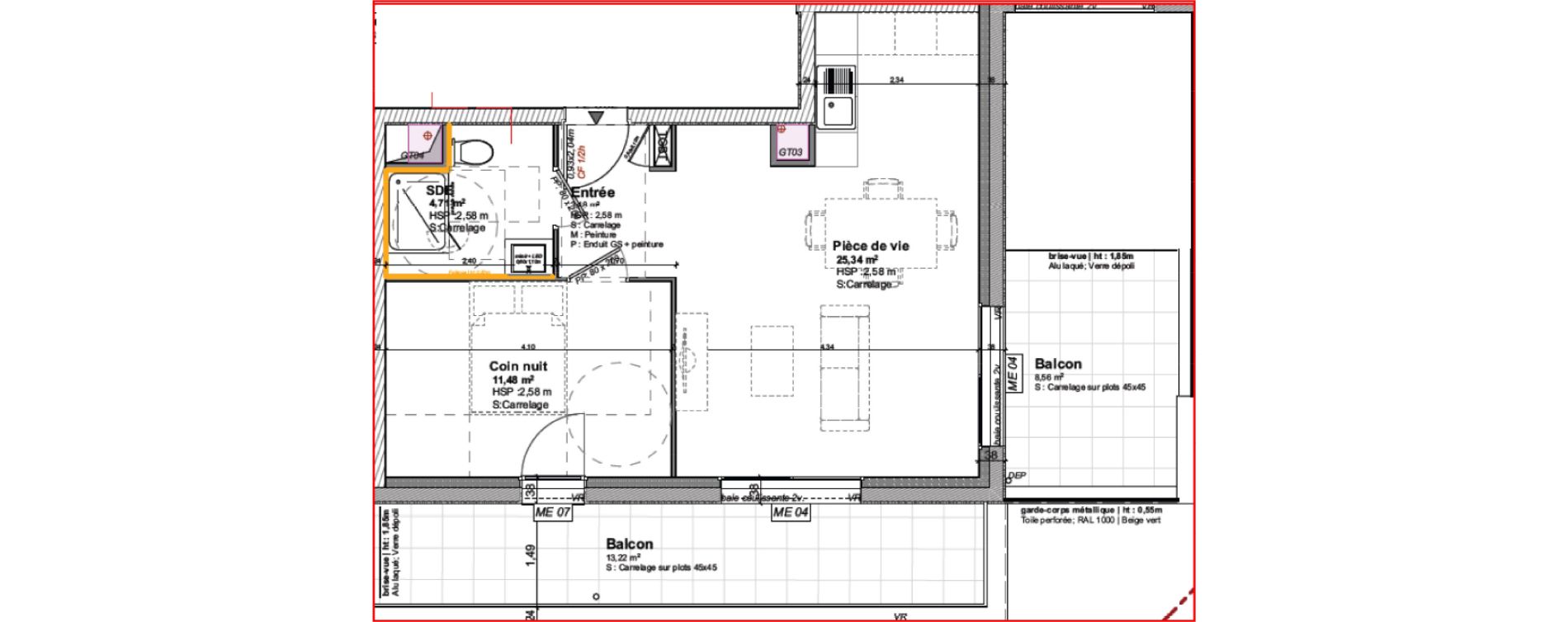 Appartement T2 de 50,98 m2 &agrave; Cholet Pasteur - demi-lune