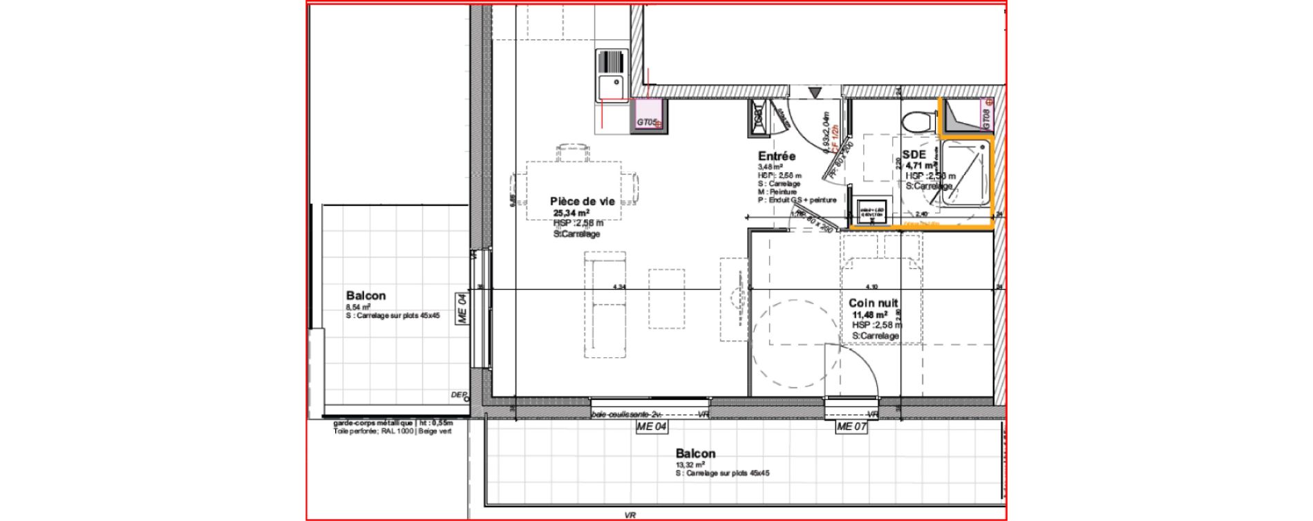 Appartement T2 de 47,71 m2 &agrave; Cholet Pasteur - demi-lune