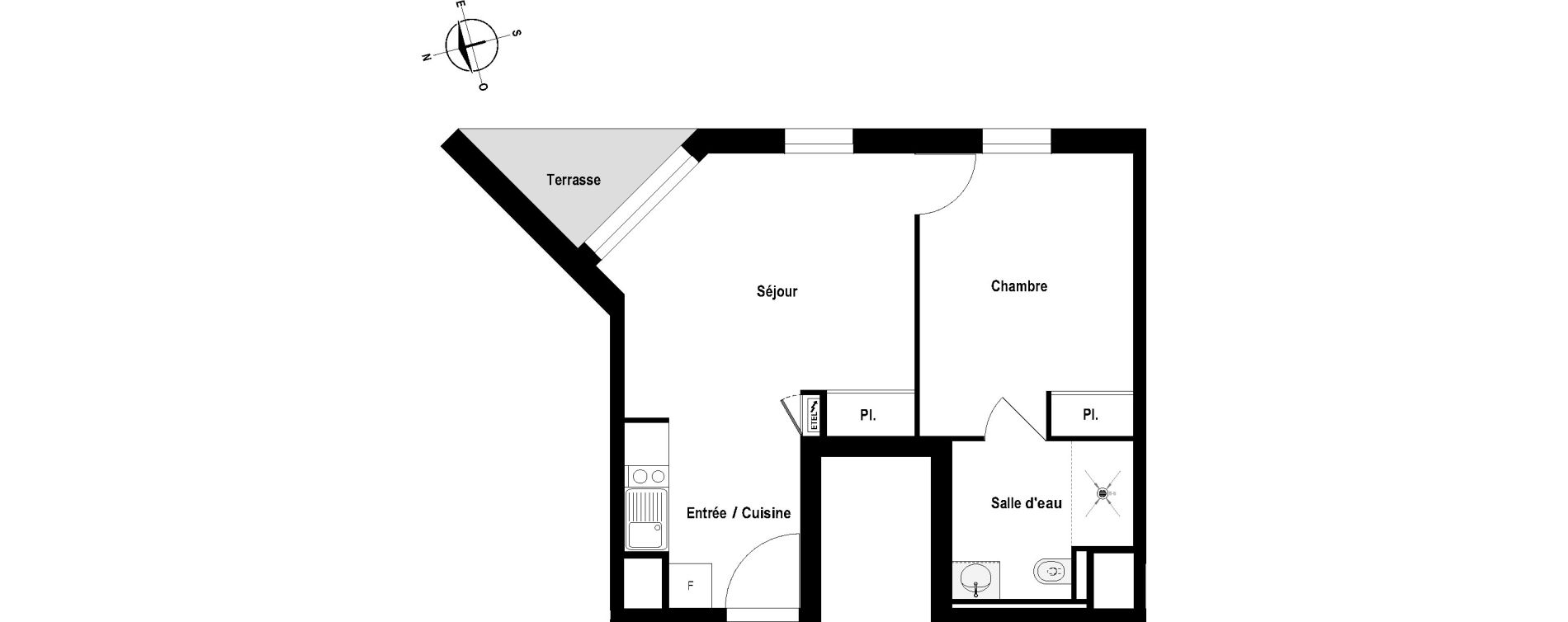 Appartement T2 meubl&eacute; de 40,50 m2 &agrave; Cholet Val de moine