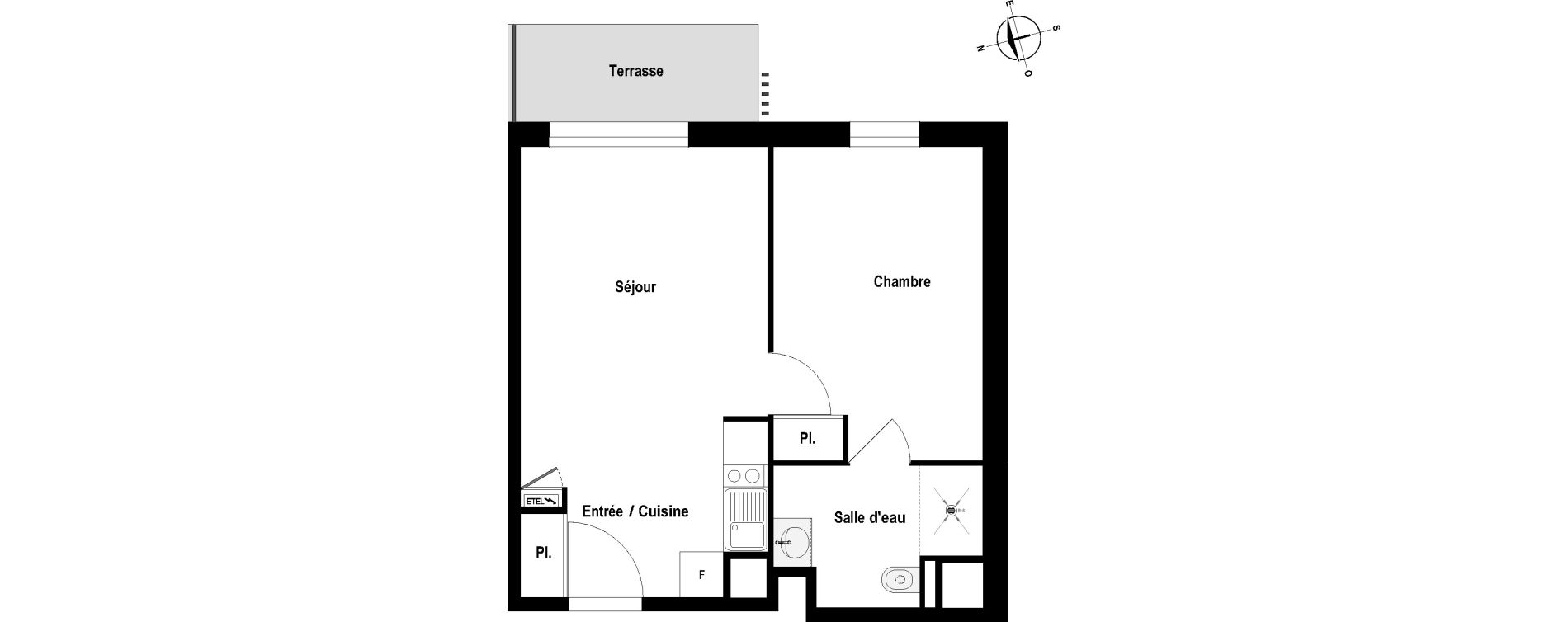 Appartement T2 meubl&eacute; de 40,86 m2 &agrave; Cholet Val de moine