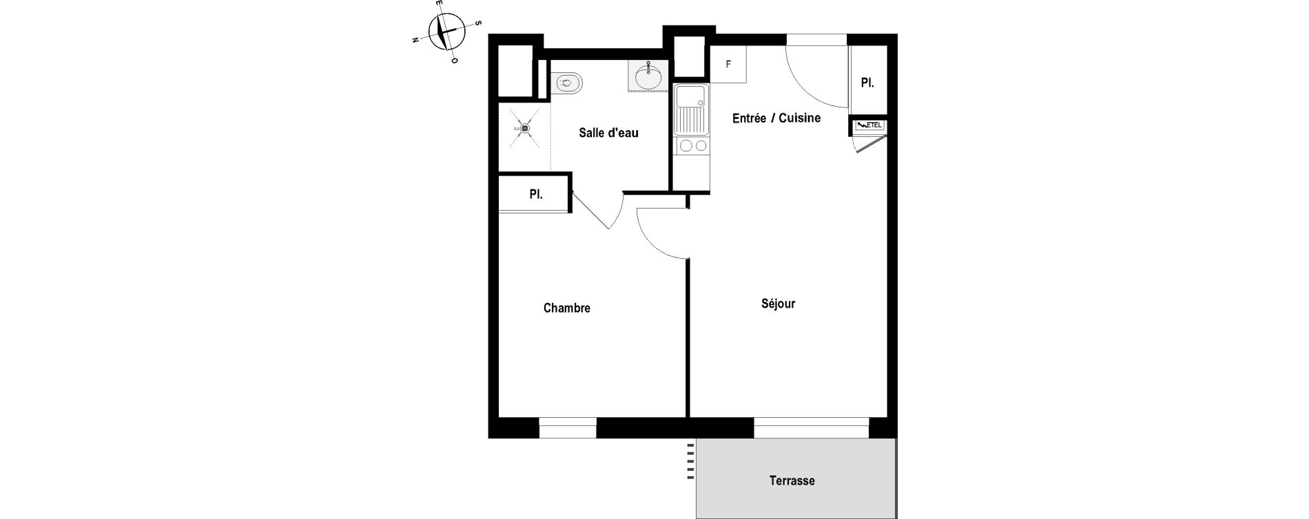 Appartement T2 meubl&eacute; de 40,70 m2 &agrave; Cholet Val de moine