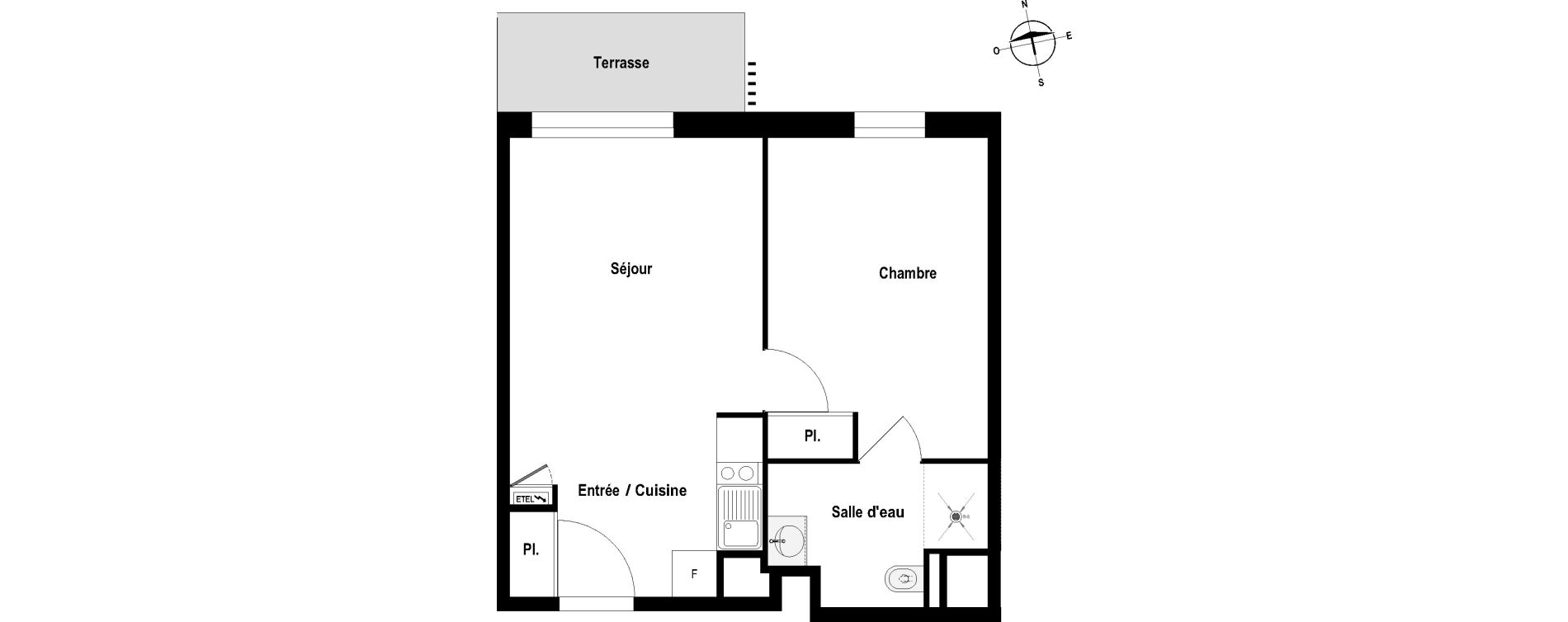 Appartement T2 meubl&eacute; de 41,43 m2 &agrave; Cholet Val de moine