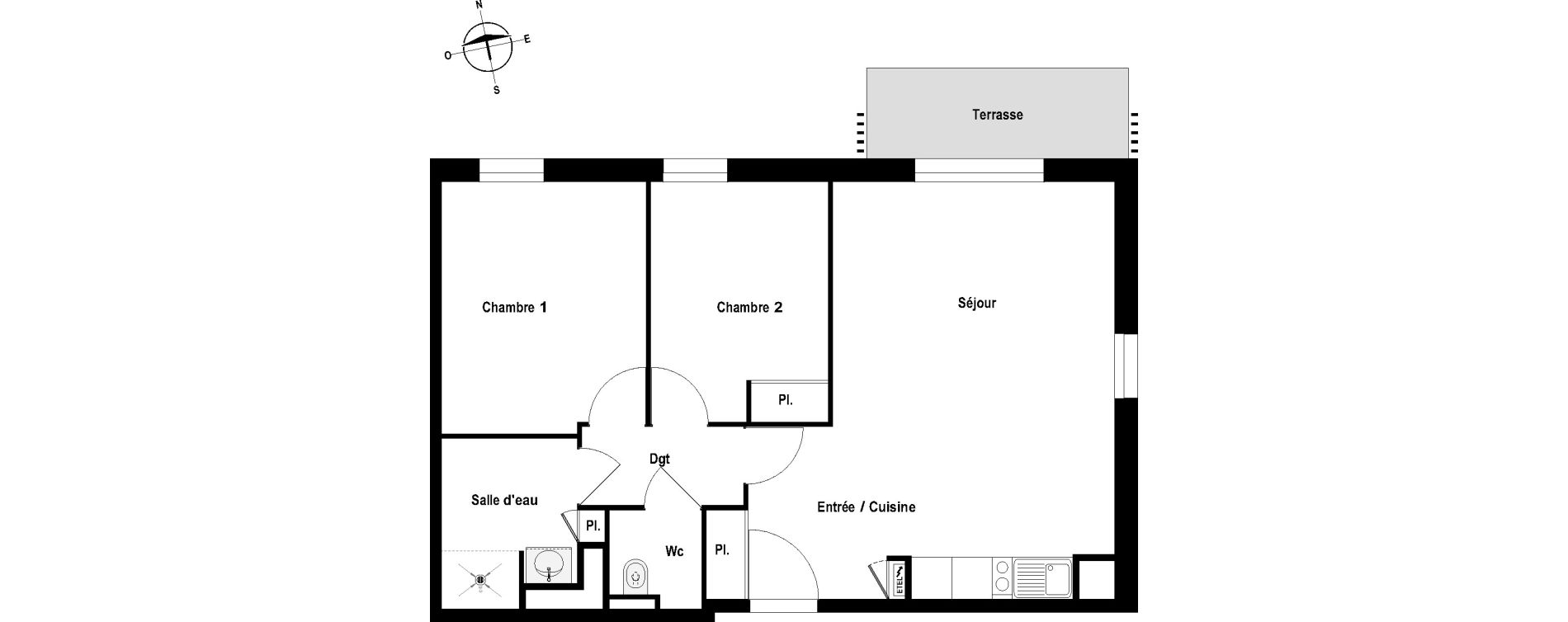 Appartement T3 meubl&eacute; de 64,79 m2 &agrave; Cholet Val de moine