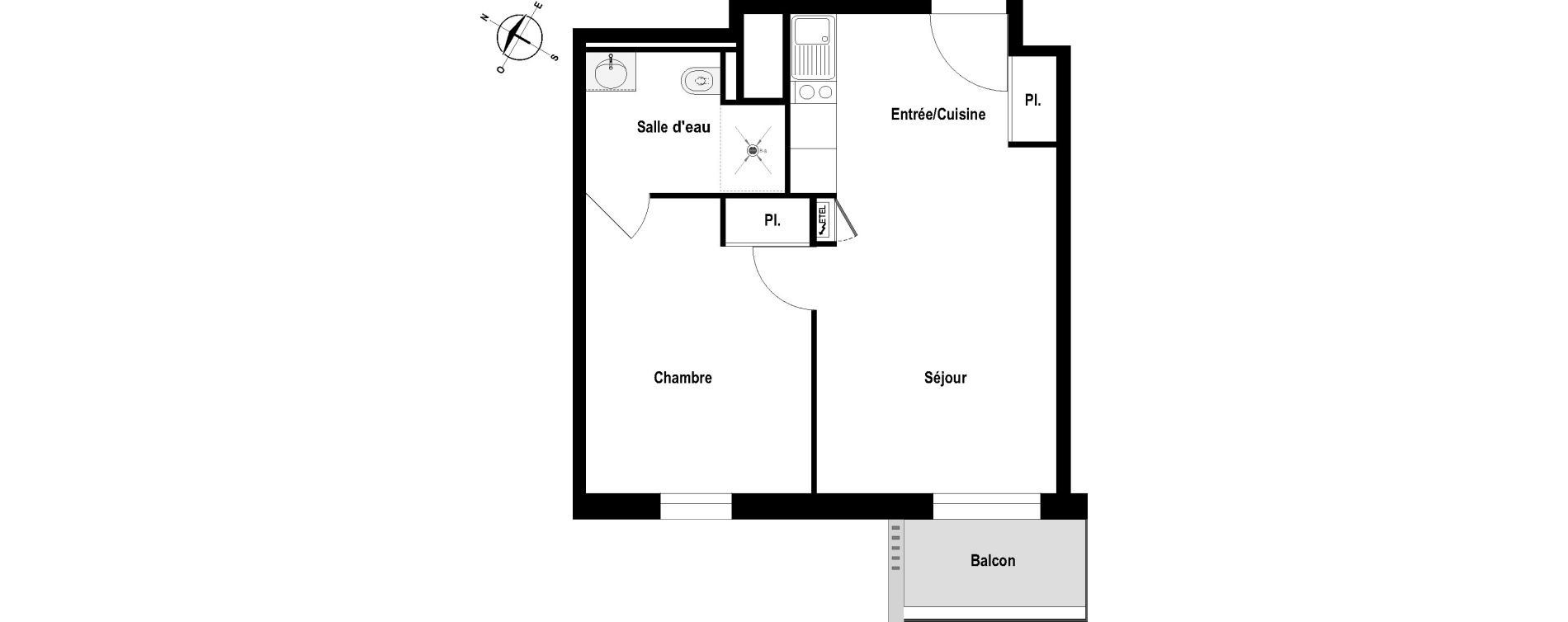 Appartement T2 meubl&eacute; de 40,37 m2 &agrave; Cholet Val de moine