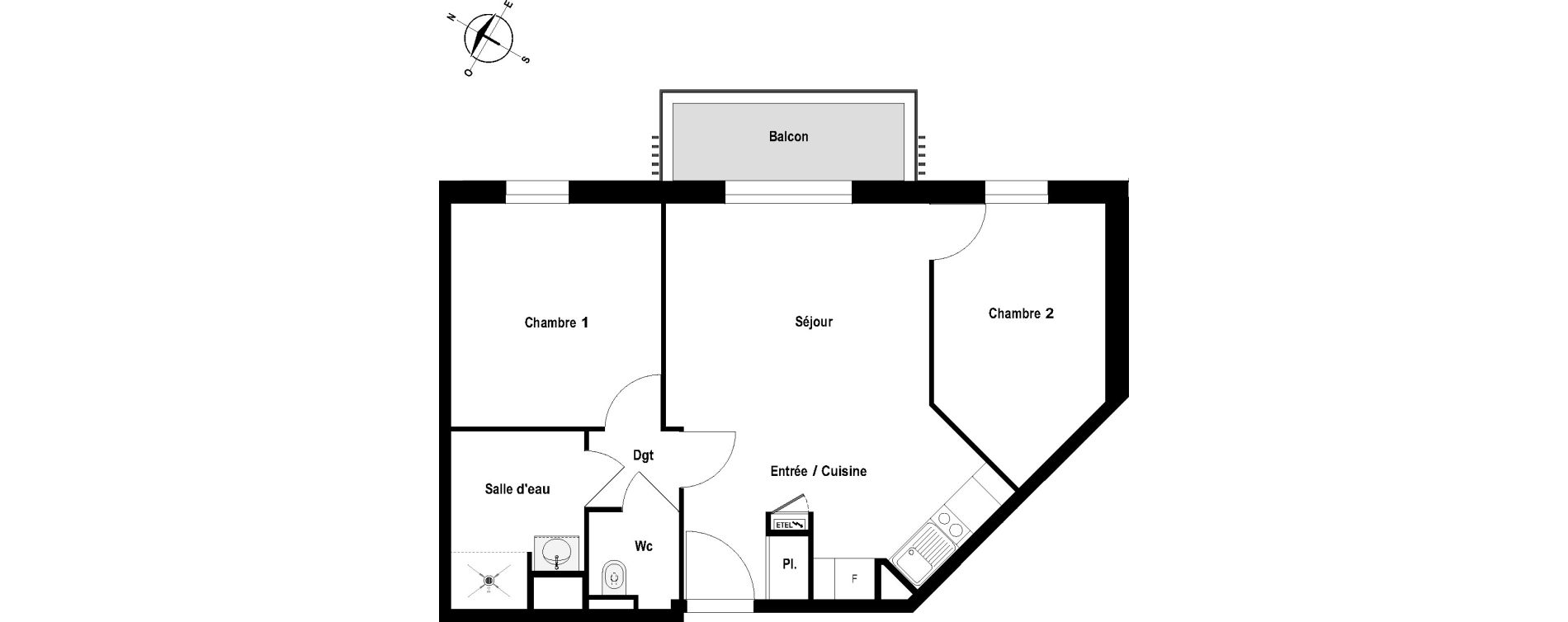 Appartement T3 meubl&eacute; de 57,27 m2 &agrave; Cholet Val de moine