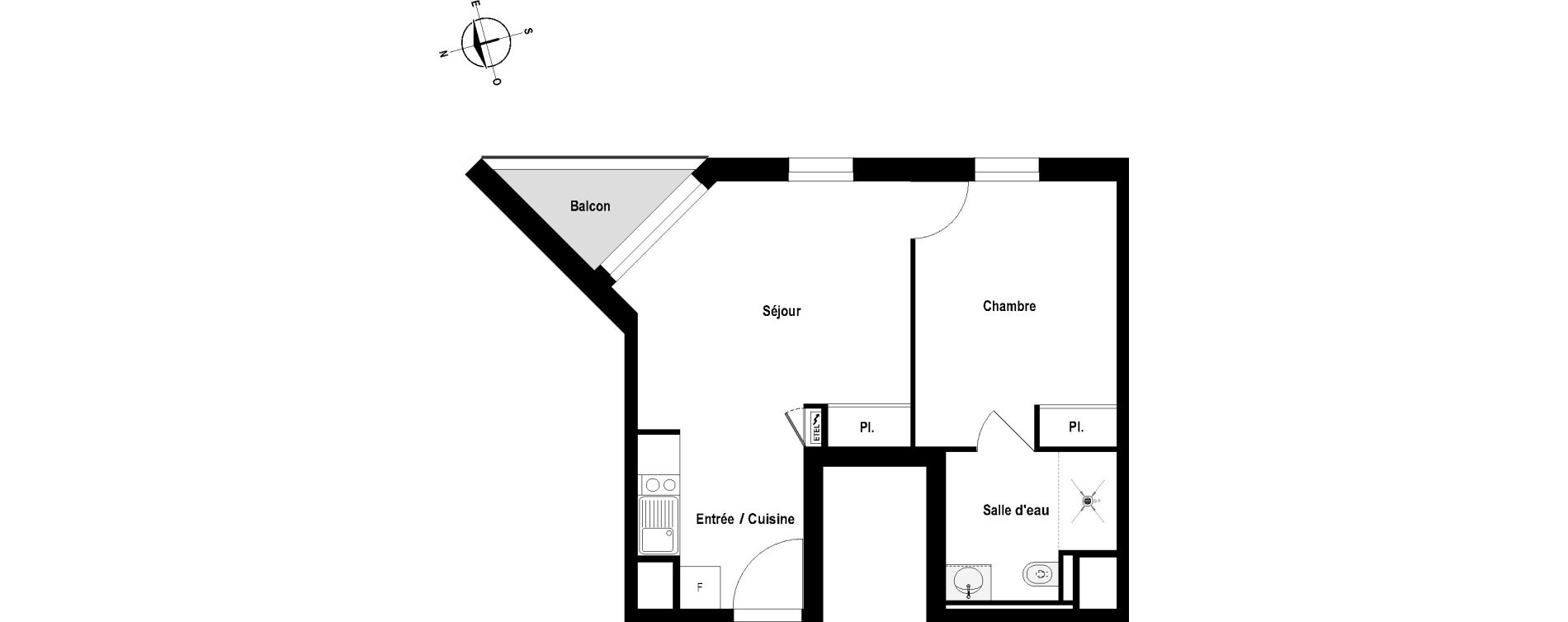 Appartement T2 meubl&eacute; de 40,50 m2 &agrave; Cholet Val de moine