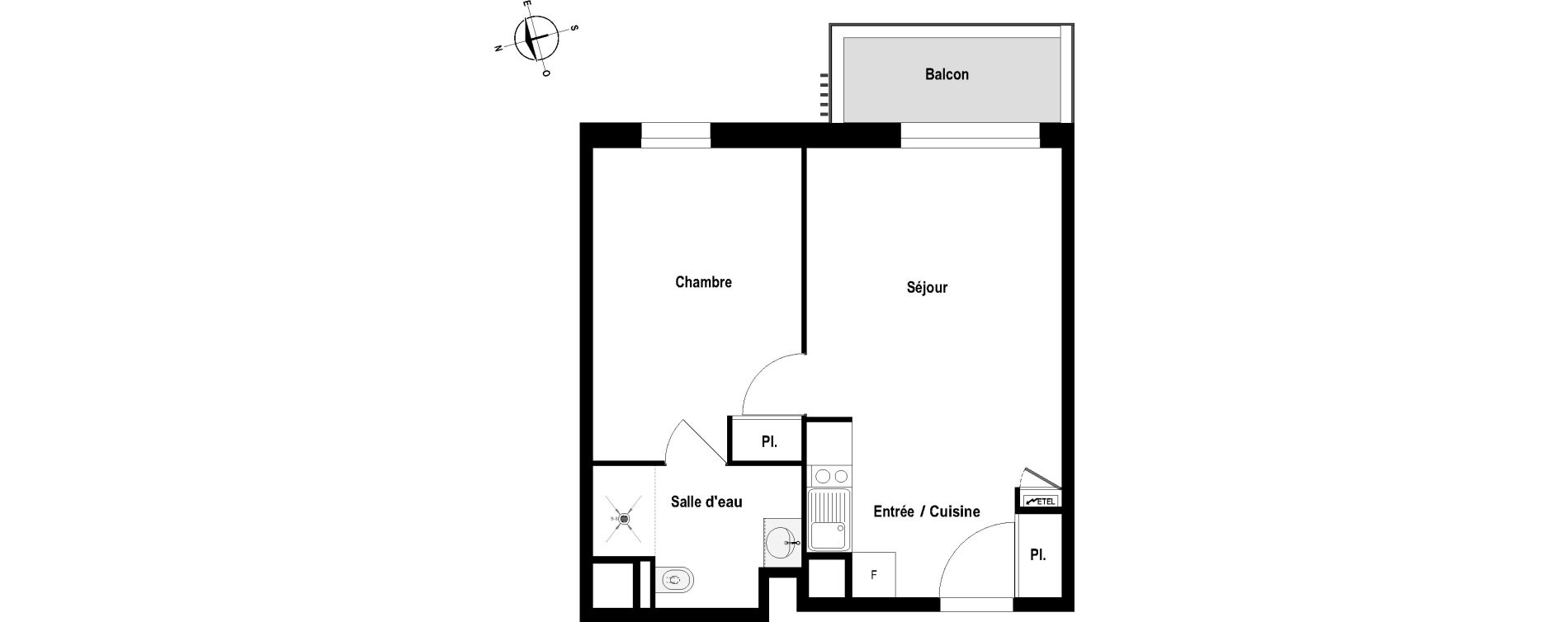 Appartement T2 meubl&eacute; de 41,50 m2 &agrave; Cholet Val de moine