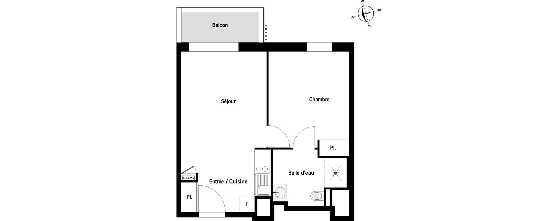 Appartement T2 meubl&eacute; de 40,47 m2 &agrave; Cholet Val de moine
