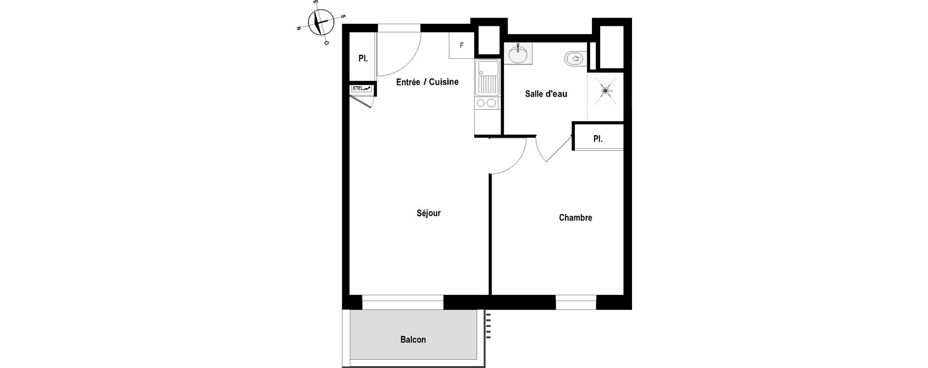 Appartement T2 meubl&eacute; de 40,70 m2 &agrave; Cholet Val de moine