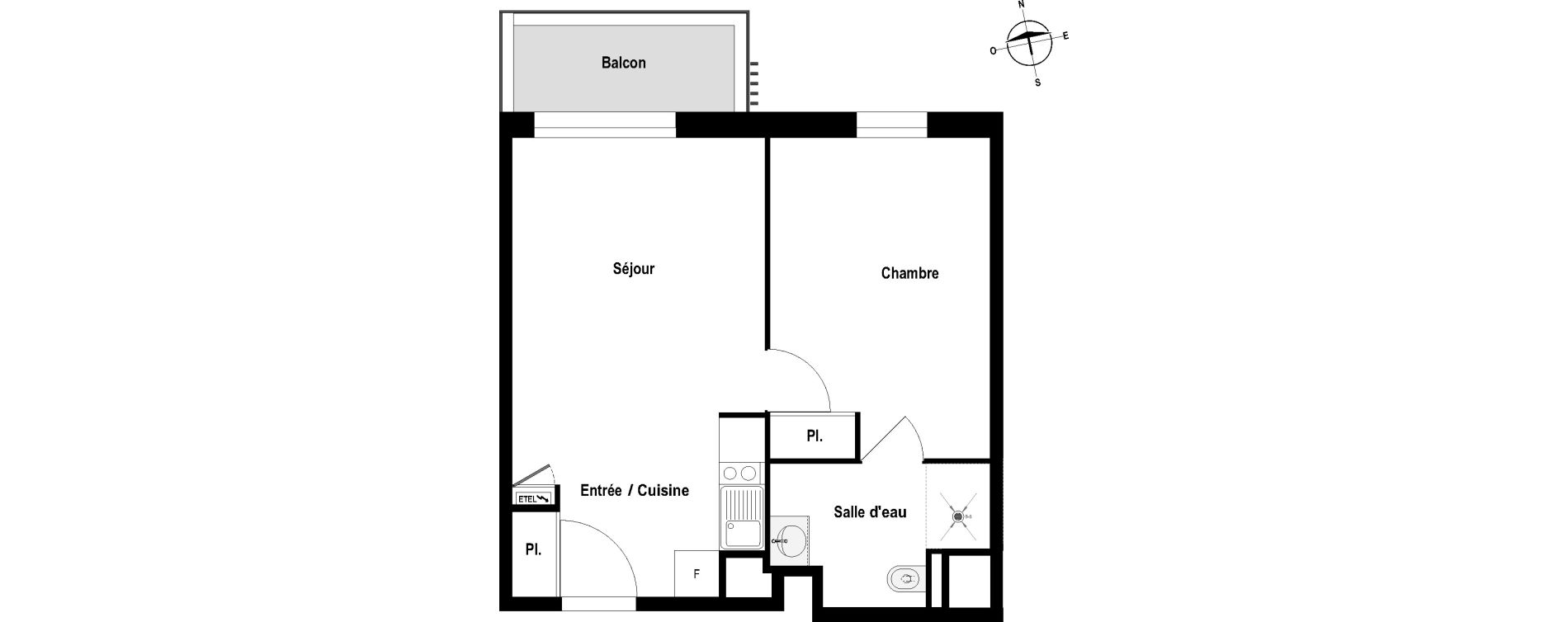 Appartement T2 meubl&eacute; de 41,43 m2 &agrave; Cholet Val de moine