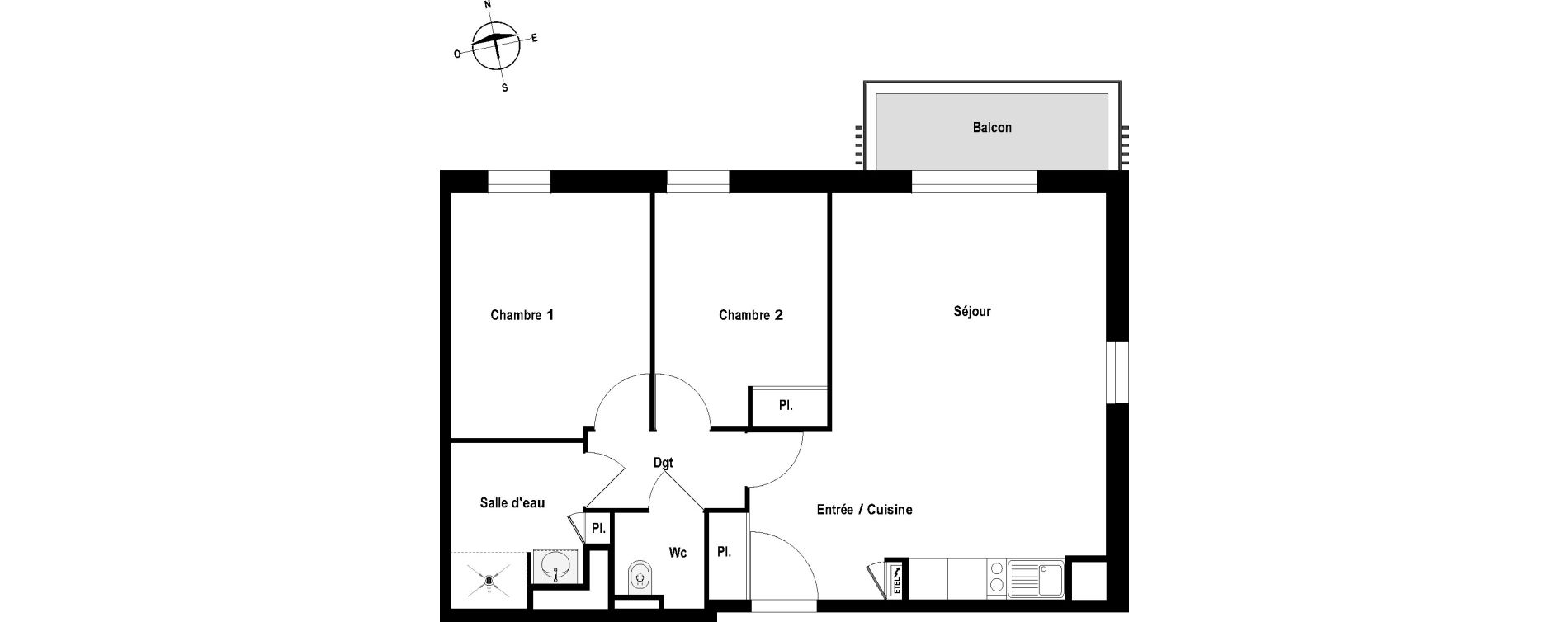 Appartement T3 meubl&eacute; de 64,79 m2 &agrave; Cholet Val de moine