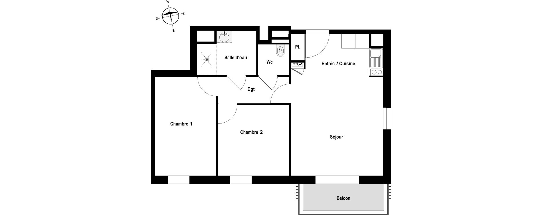 Appartement T3 meubl&eacute; de 60,86 m2 &agrave; Cholet Val de moine