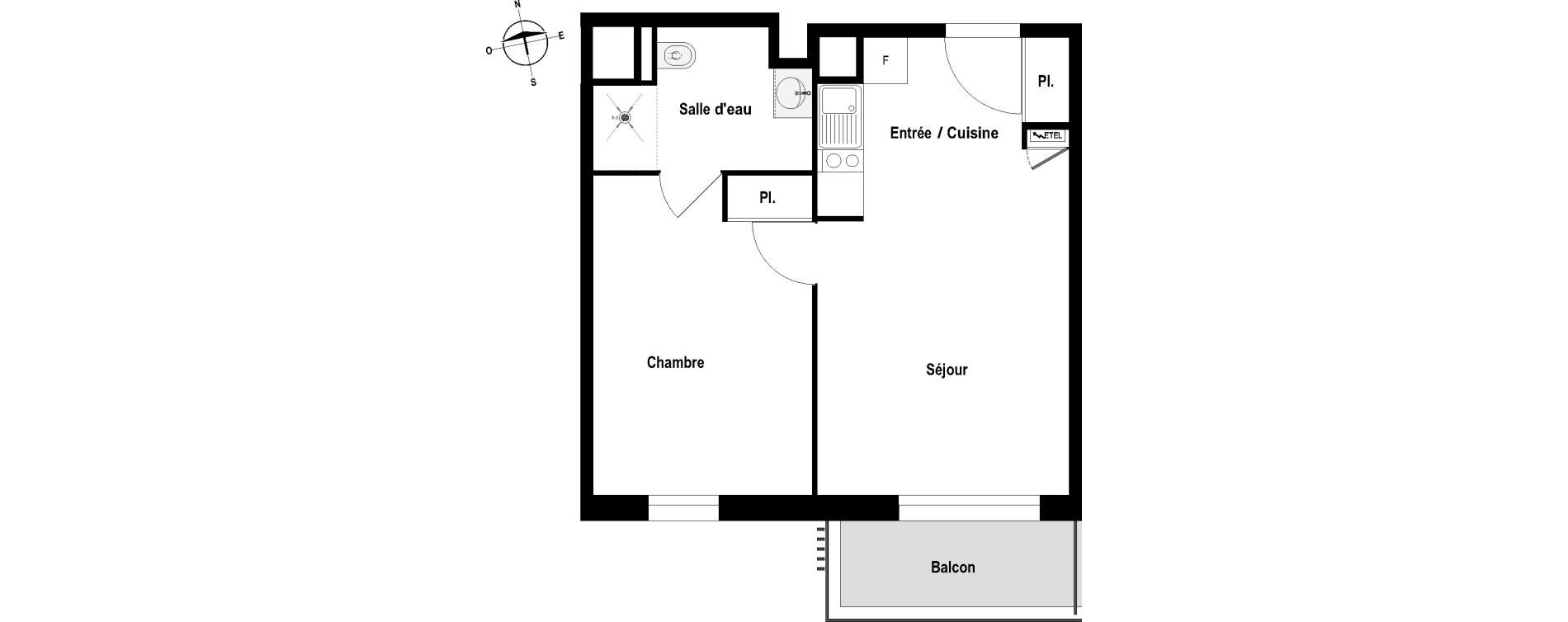 Appartement T2 meubl&eacute; de 41,51 m2 &agrave; Cholet Val de moine