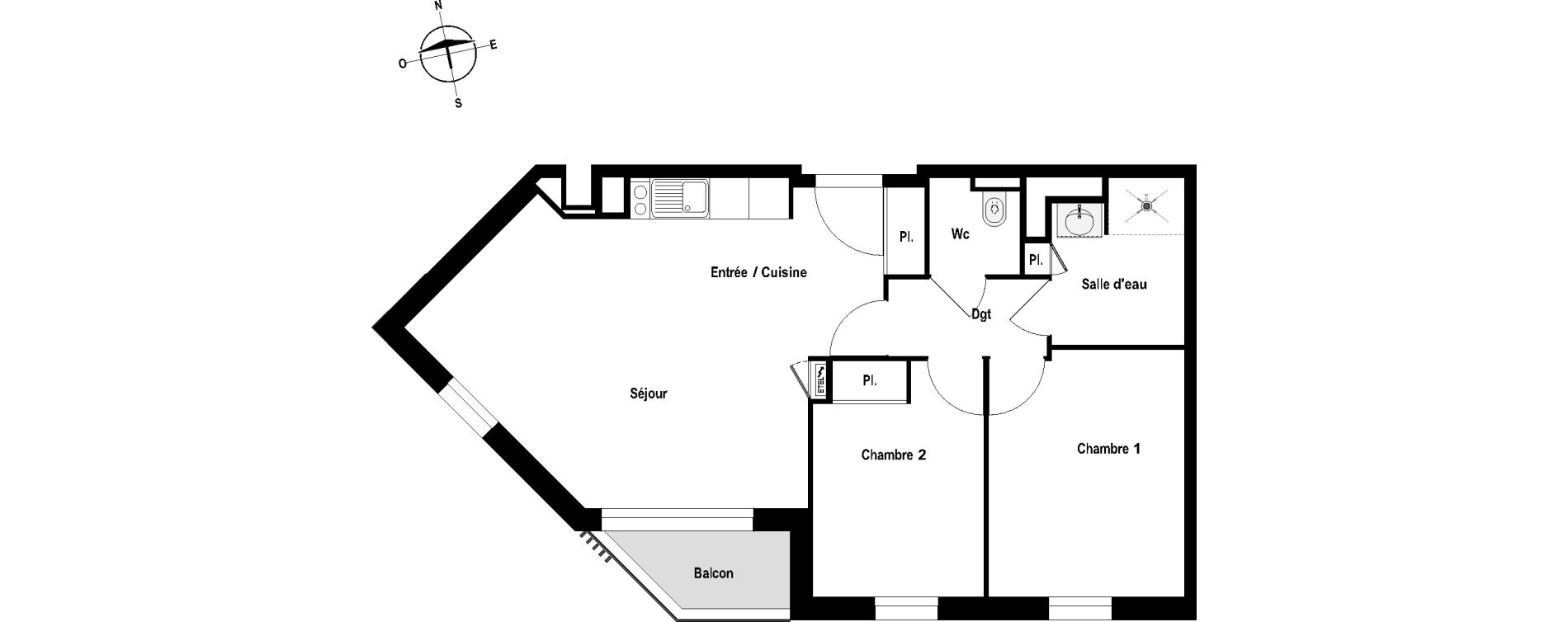 Appartement T3 meubl&eacute; de 61,81 m2 &agrave; Cholet Val de moine