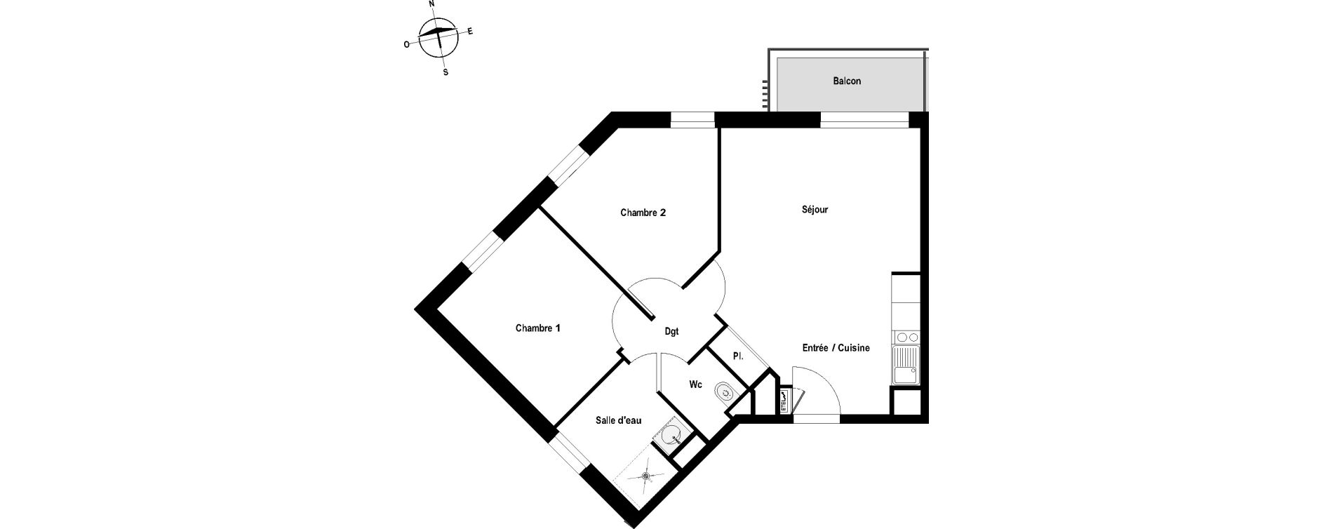 Appartement T3 meubl&eacute; de 60,90 m2 &agrave; Cholet Val de moine