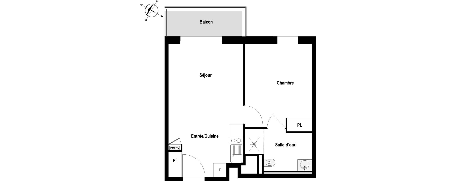 Appartement T2 meubl&eacute; de 41,04 m2 &agrave; Cholet Val de moine