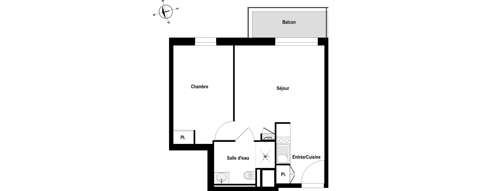 Appartement T2 meubl&eacute; de 40,51 m2 &agrave; Cholet Val de moine