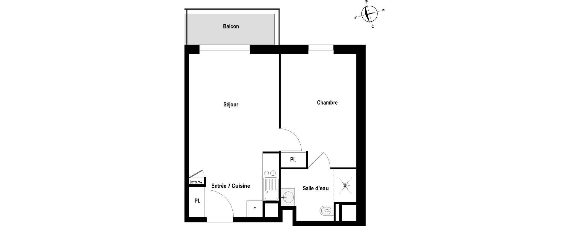 Appartement T2 meubl&eacute; de 40,86 m2 &agrave; Cholet Val de moine