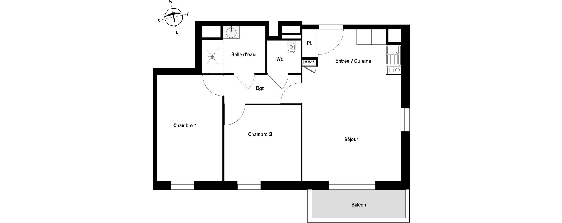 Appartement T3 meubl&eacute; de 60,86 m2 &agrave; Cholet Val de moine