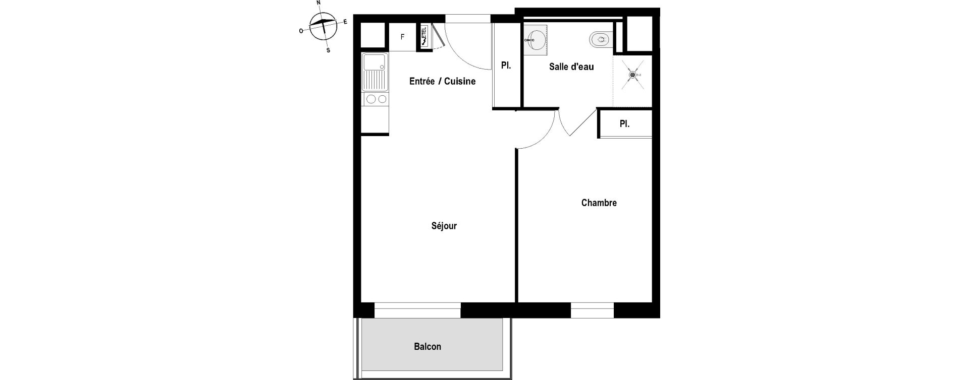 Appartement T2 meubl&eacute; de 41,45 m2 &agrave; Cholet Val de moine