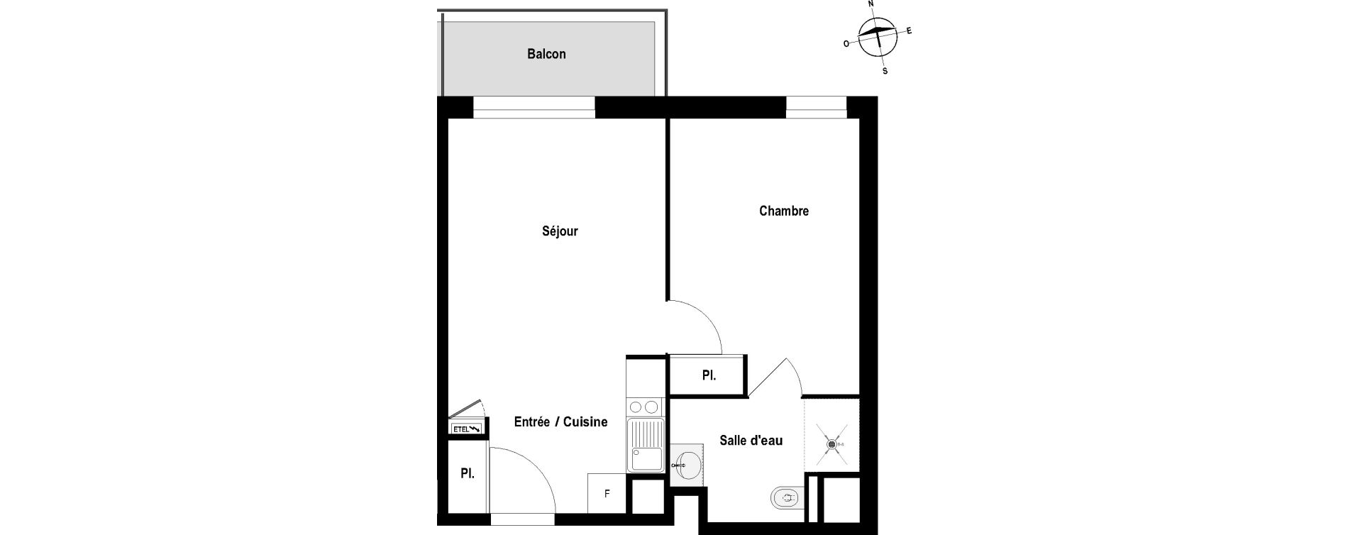 Appartement T2 meubl&eacute; de 41,51 m2 &agrave; Cholet Val de moine