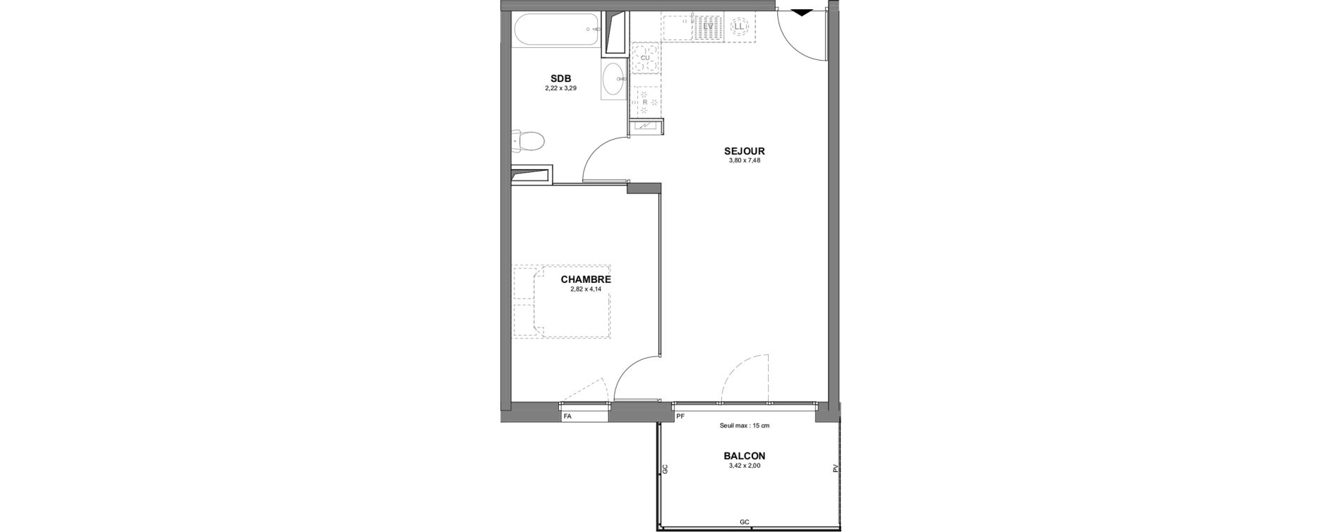 Appartement T2 de 43,86 m2 &agrave; Cholet Tuilerie - leclerc