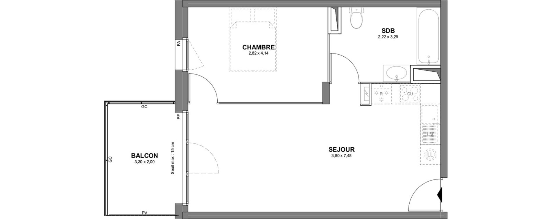 Appartement T2 de 43,86 m2 &agrave; Cholet Tuilerie - leclerc