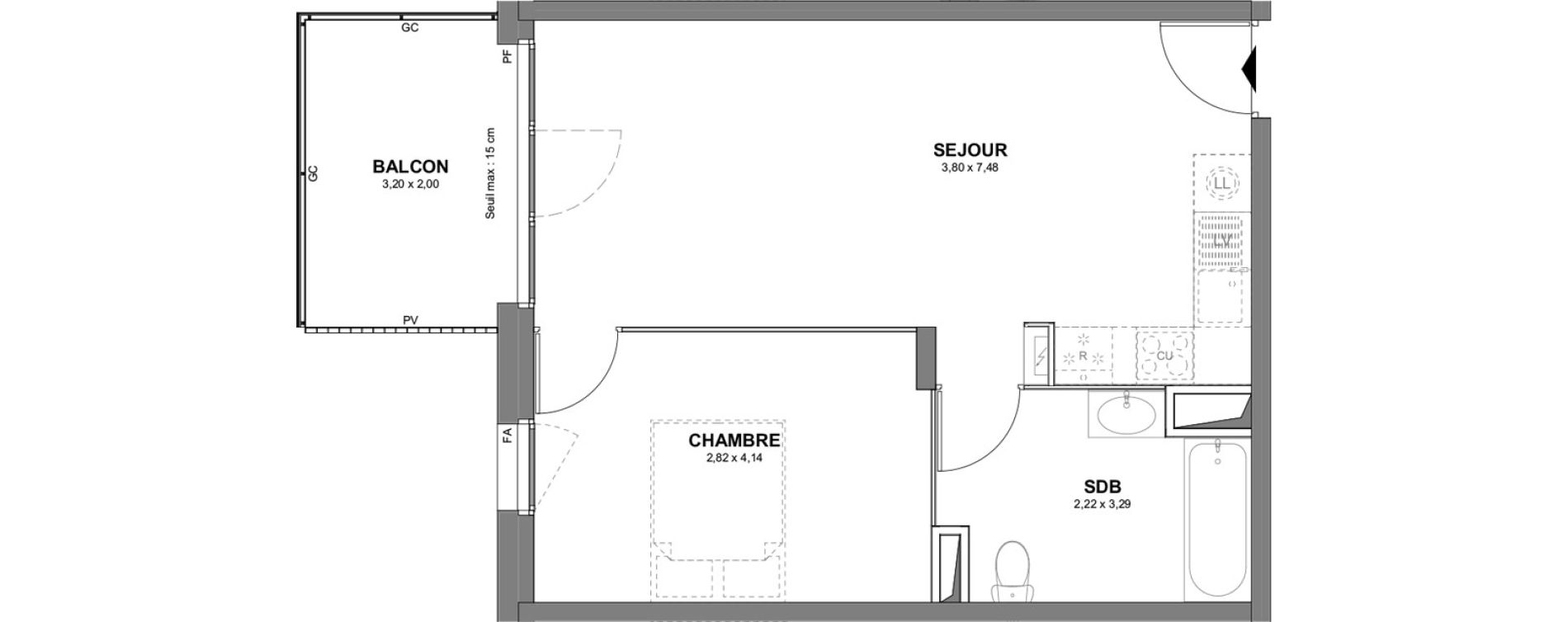 Appartement T2 de 43,86 m2 &agrave; Cholet Tuilerie - leclerc