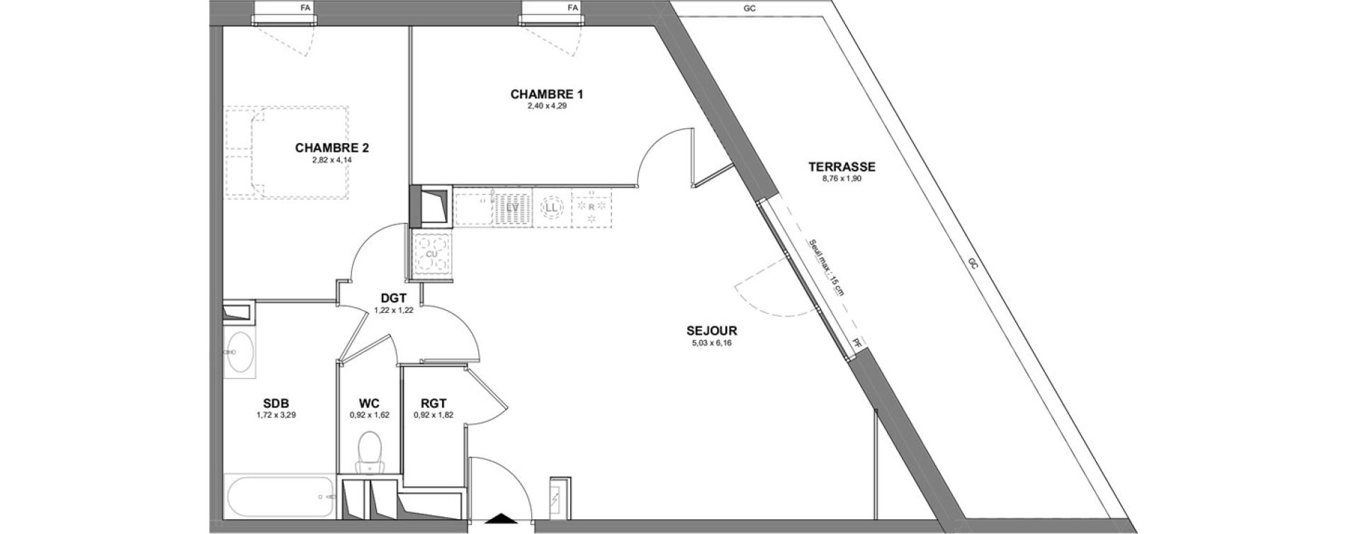 Appartement T3 de 61,09 m2 &agrave; Cholet Tuilerie - leclerc