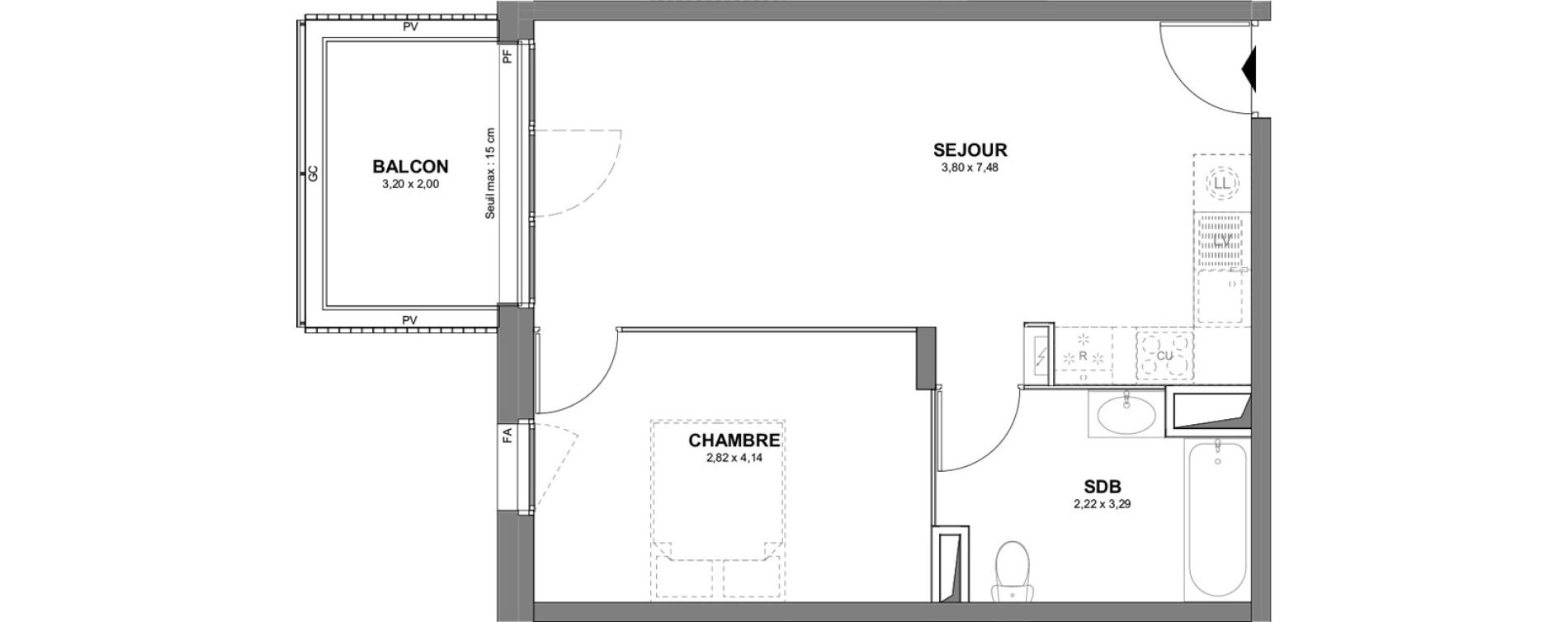 Appartement T2 de 43,86 m2 &agrave; Cholet Tuilerie - leclerc