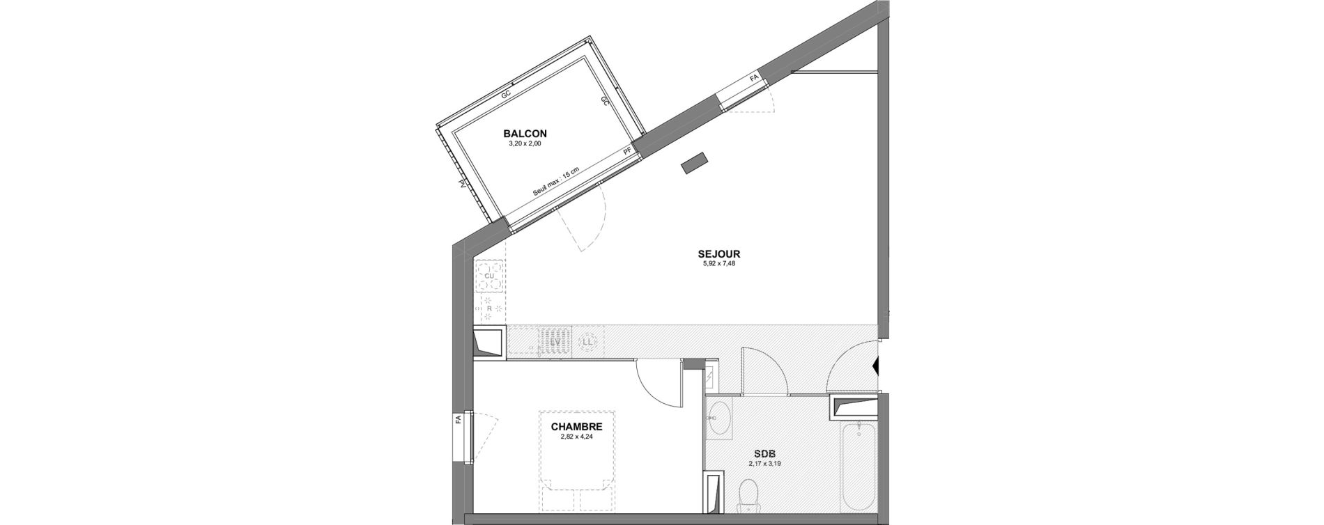 Appartement T2 de 49,07 m2 &agrave; Cholet Tuilerie - leclerc