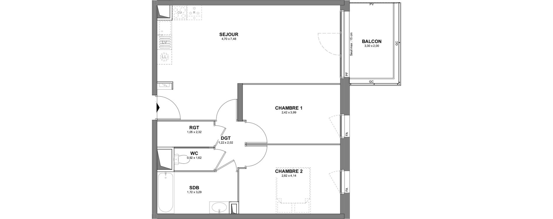 Appartement T3 de 61,01 m2 &agrave; Cholet Tuilerie - leclerc