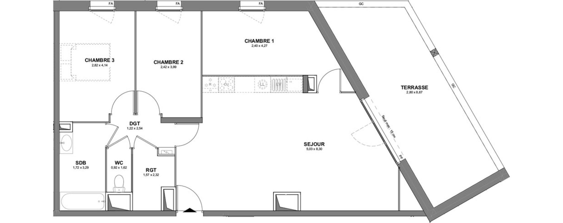 Appartement T4 de 80,61 m2 &agrave; Cholet Tuilerie - leclerc