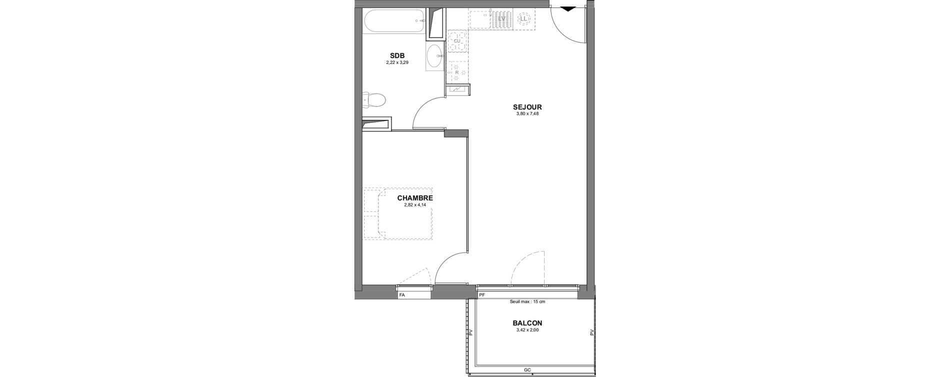 Appartement T2 de 43,86 m2 &agrave; Cholet Tuilerie - leclerc