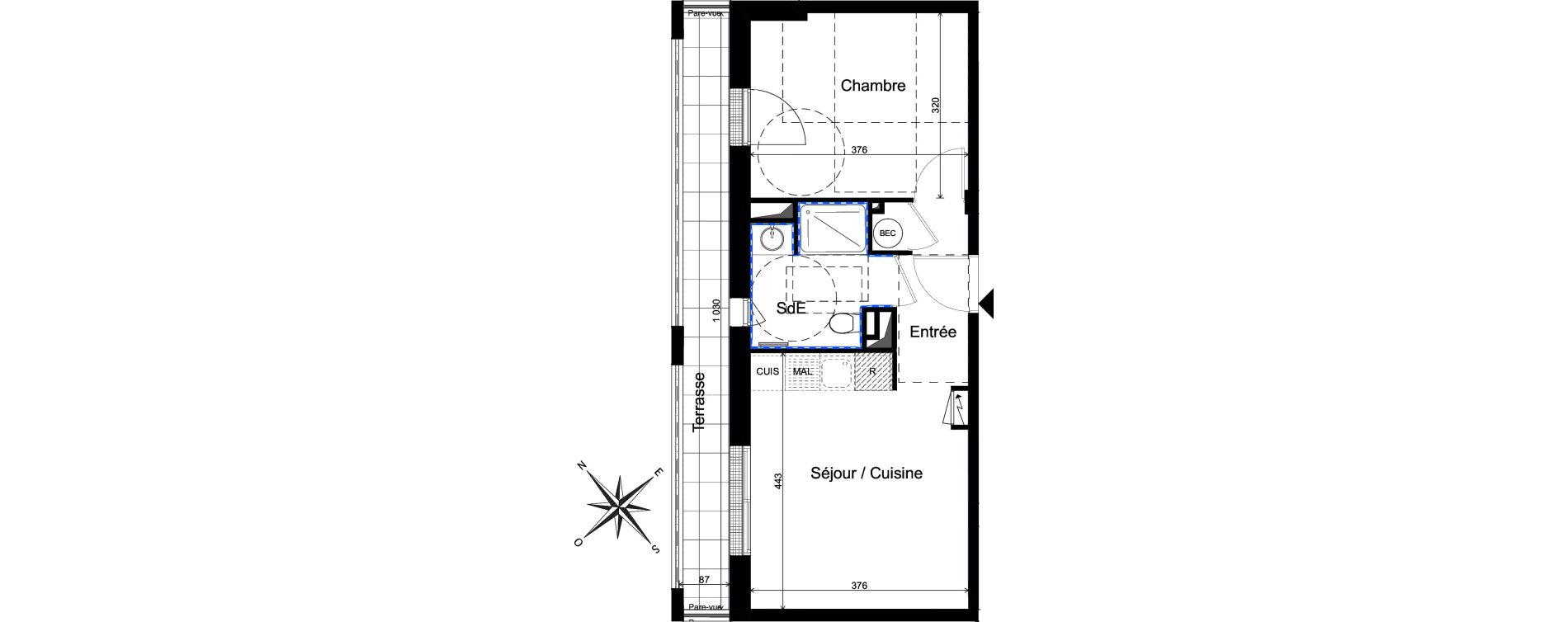 Appartement T2 de 36,88 m2 &agrave; Cholet La casse
