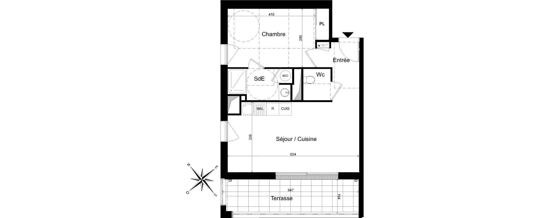 Appartement T2 de 44,06 m2 &agrave; Cholet La casse