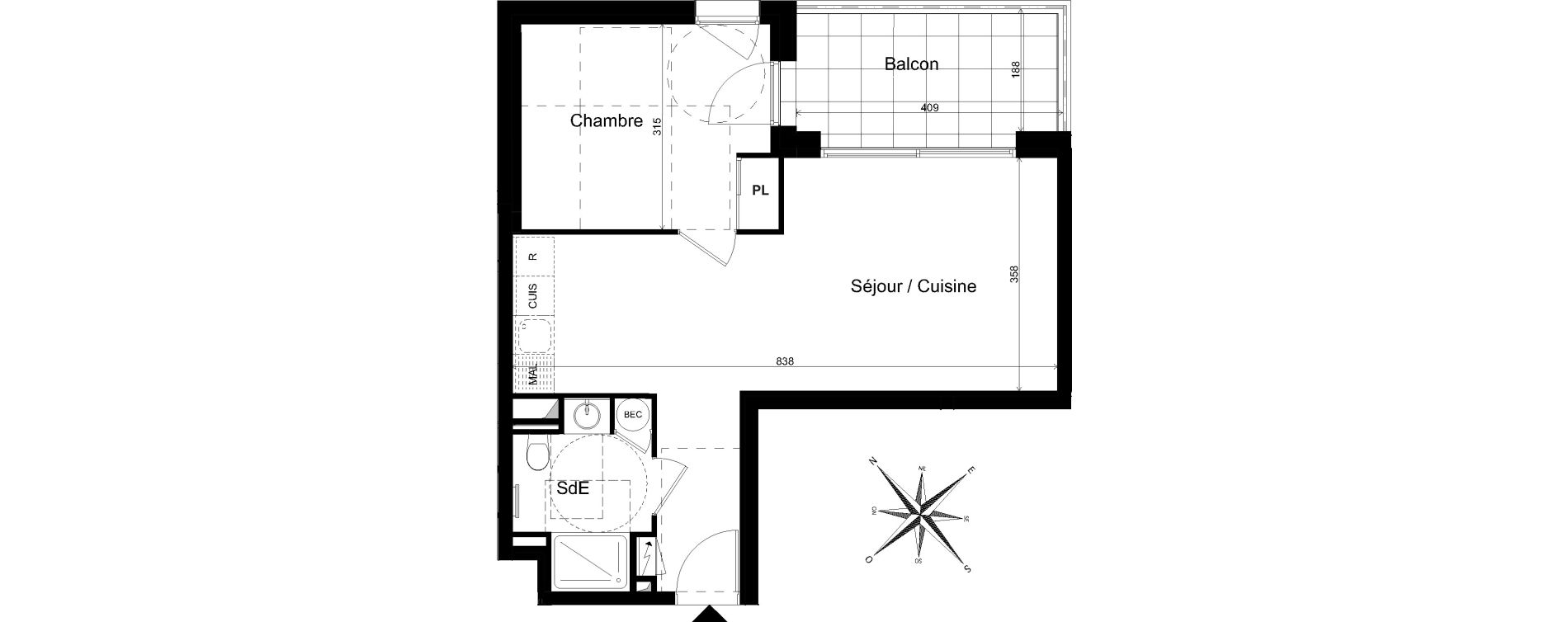 Appartement T2 de 46,38 m2 &agrave; Cholet La casse