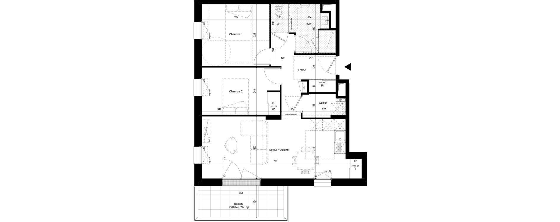 Appartement T3 de 64,12 m2 aux Ponts-De-C&eacute; La chesnaie