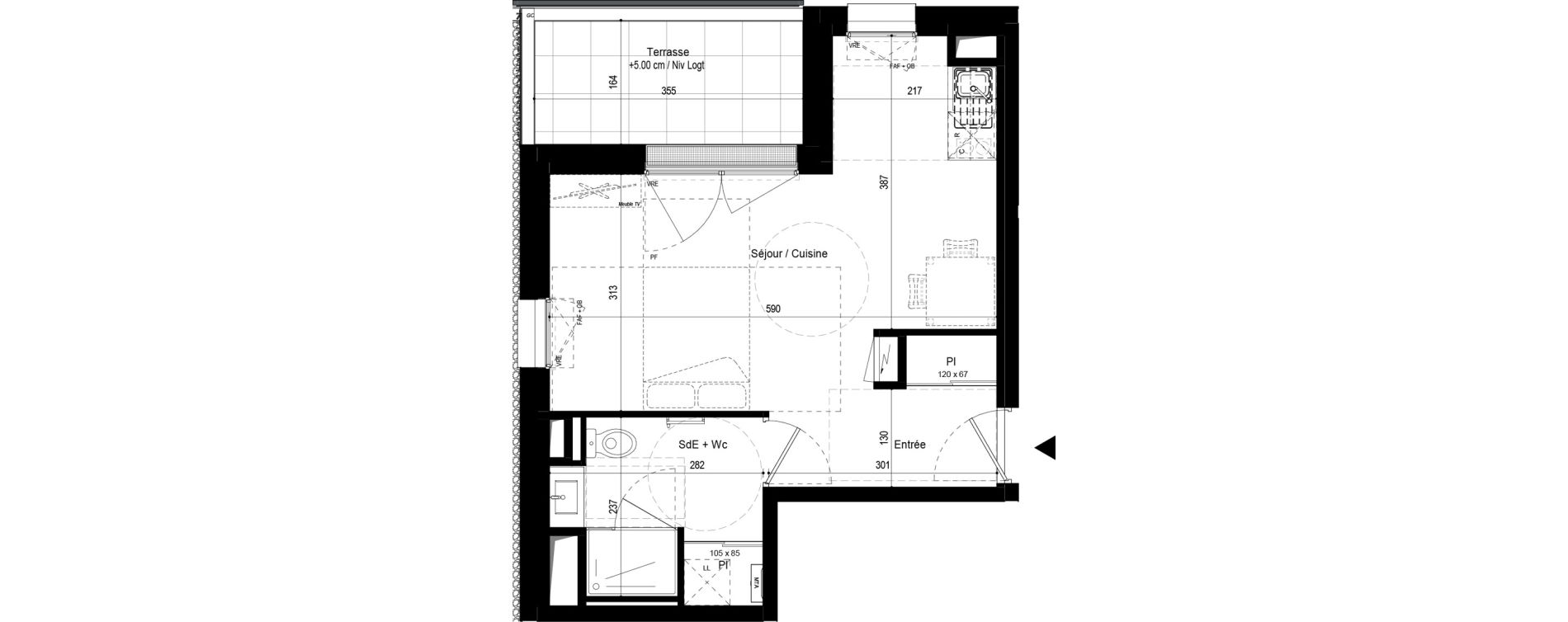 Appartement T1 de 30,76 m2 aux Ponts-De-C&eacute; La chesnaie