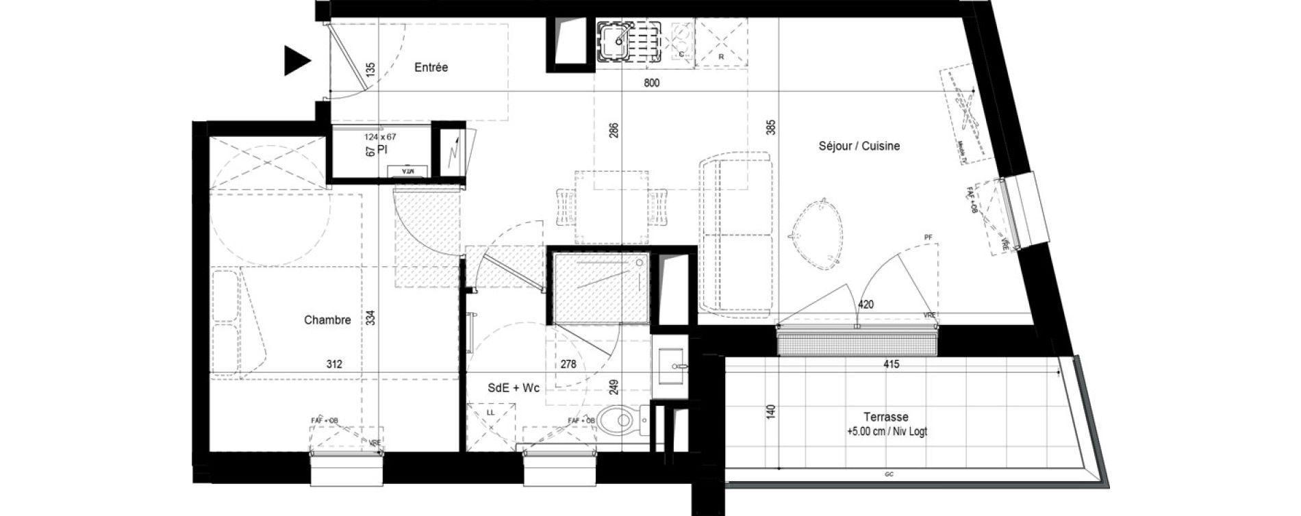 Appartement T2 de 42,65 m2 aux Ponts-De-C&eacute; La chesnaie