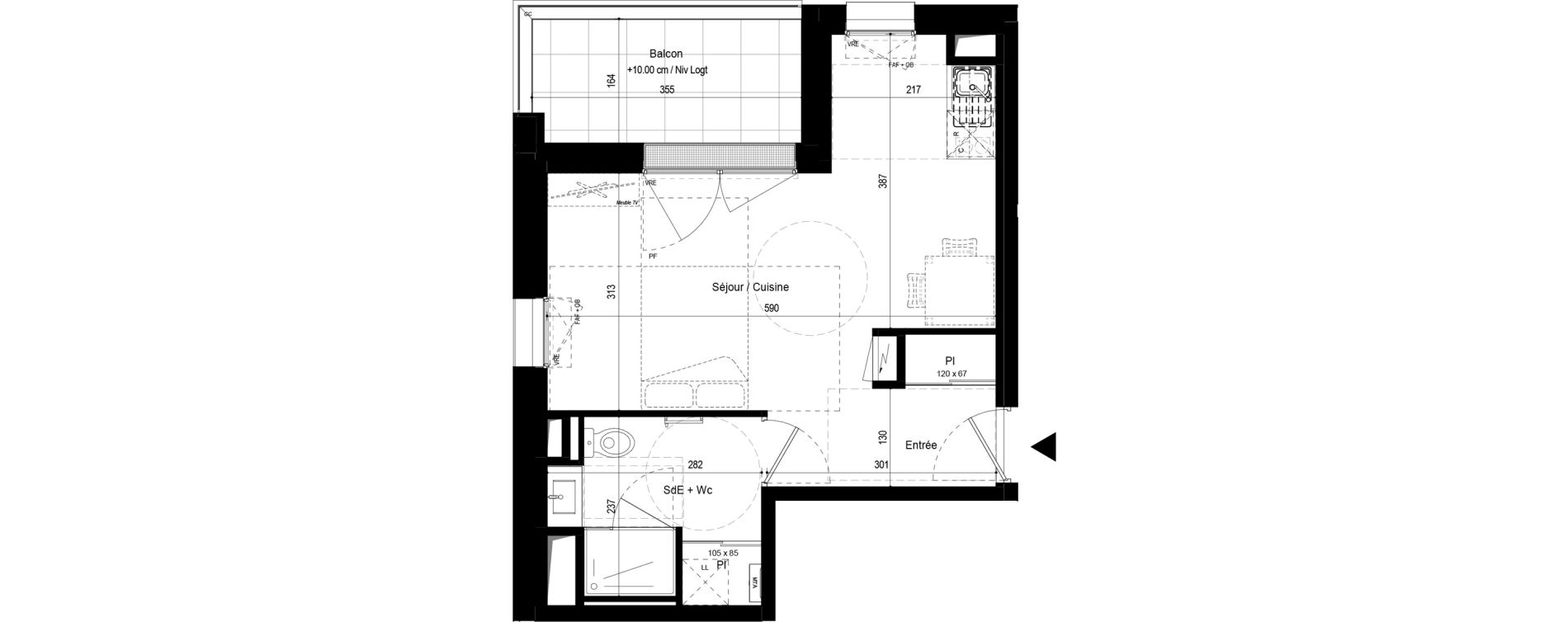 Appartement T1 de 30,76 m2 aux Ponts-De-C&eacute; La chesnaie