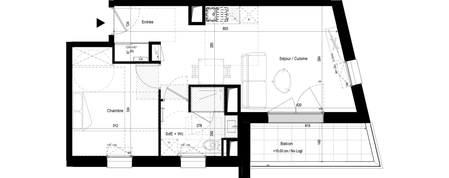 Appartement T2 de 42,58 m2 aux Ponts-De-C&eacute; La chesnaie