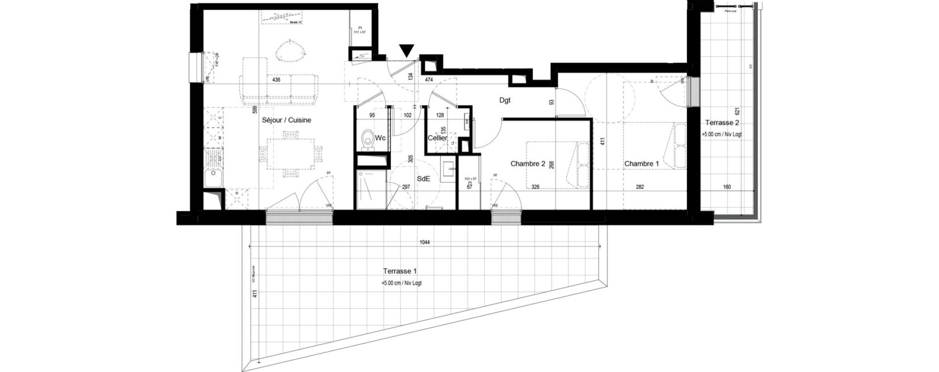 Appartement T3 de 65,54 m2 aux Ponts-De-C&eacute; La chesnaie