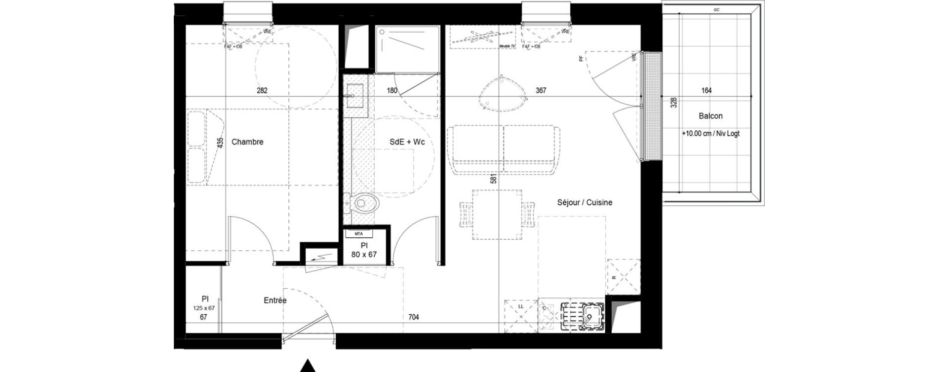 Appartement T2 de 45,30 m2 aux Ponts-De-C&eacute; La chesnaie