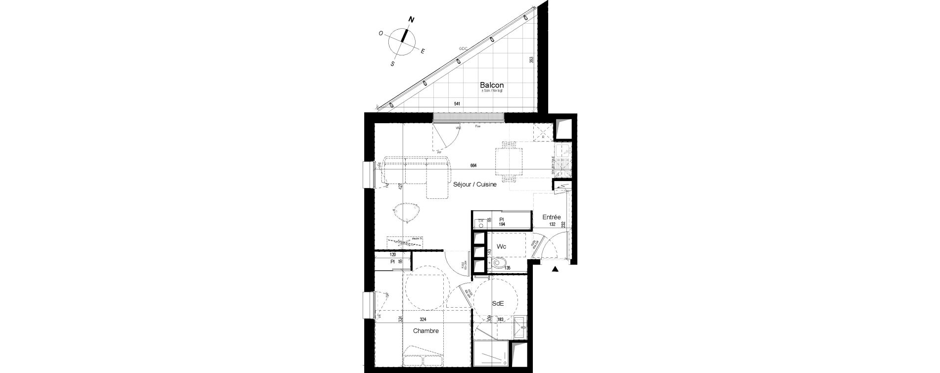 Appartement T2 de 46,20 m2 aux Ponts-De-C&eacute; Grandes maisons