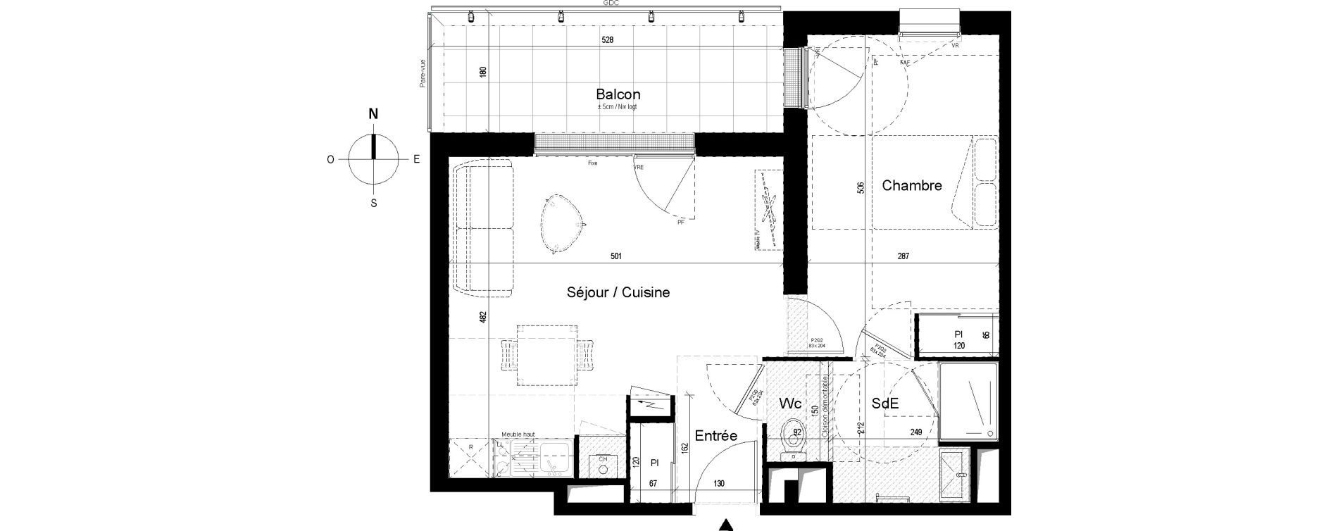 Appartement T2 de 44,12 m2 aux Ponts-De-C&eacute; Grandes maisons