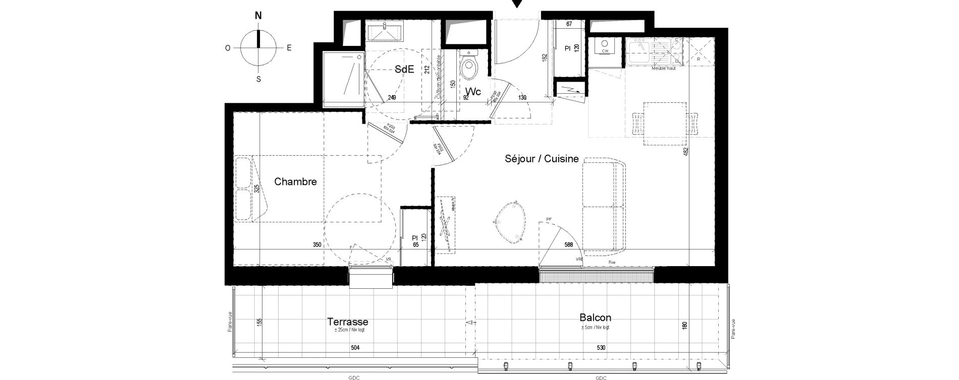Appartement T2 de 45,36 m2 aux Ponts-De-C&eacute; Grandes maisons