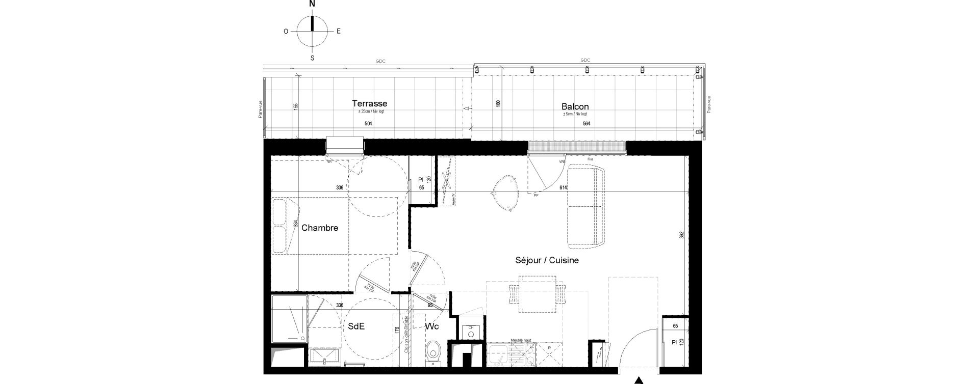 Appartement T2 de 50,67 m2 aux Ponts-De-C&eacute; Grandes maisons